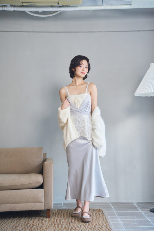 【12月6日22時販売開始】satin lace cami dress