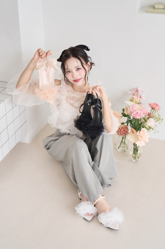 volume tulle sandal