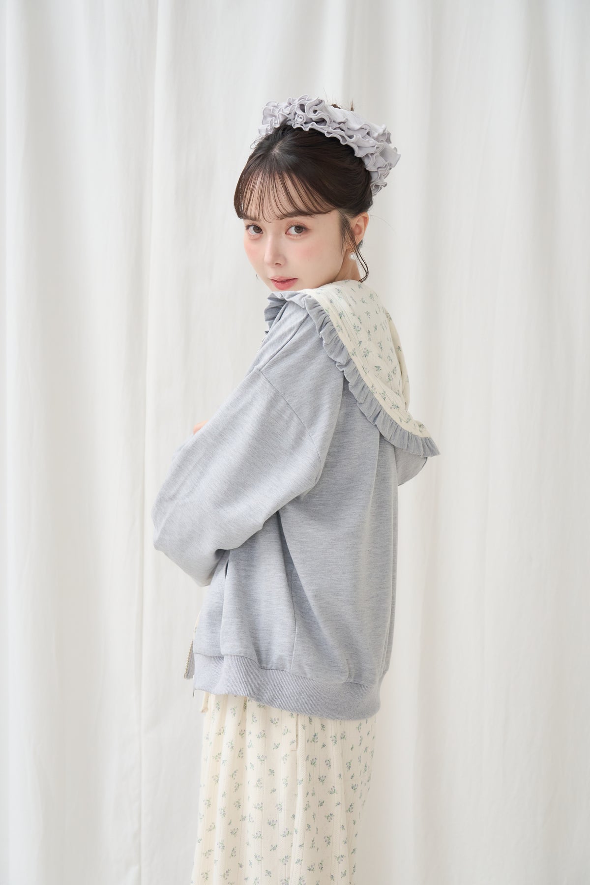 flower frill hoodie