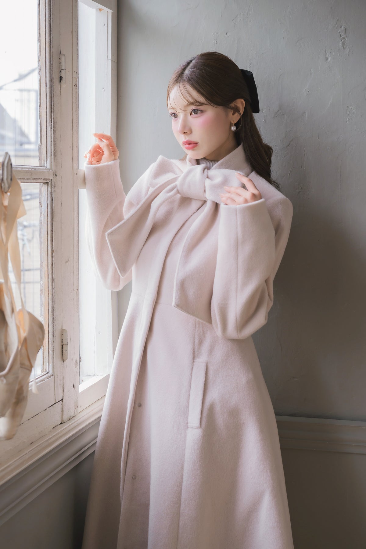 soft ribbon long coat