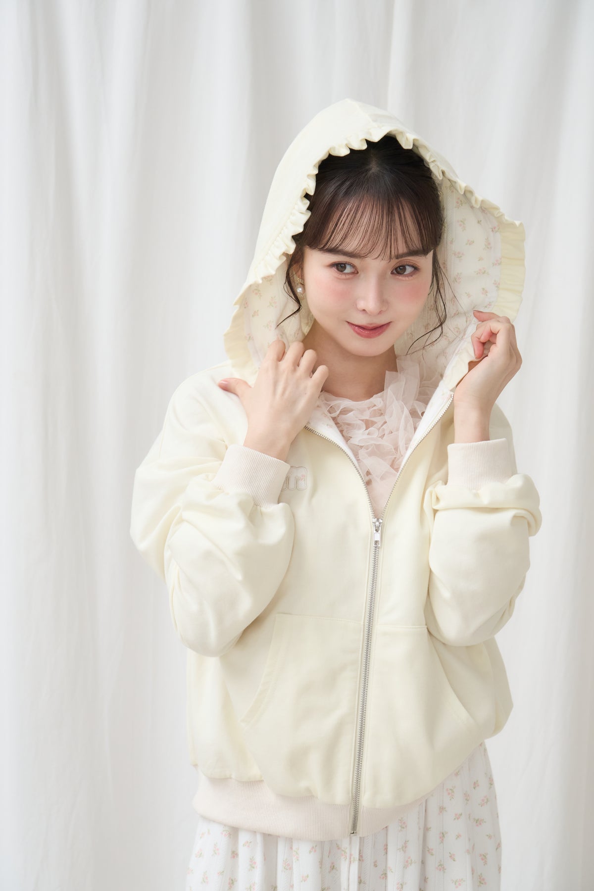 flower frill hoodie
