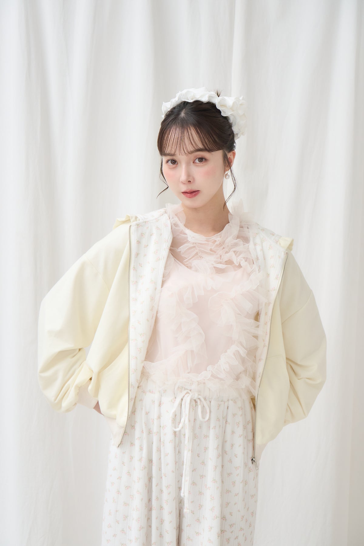 flower frill hoodie