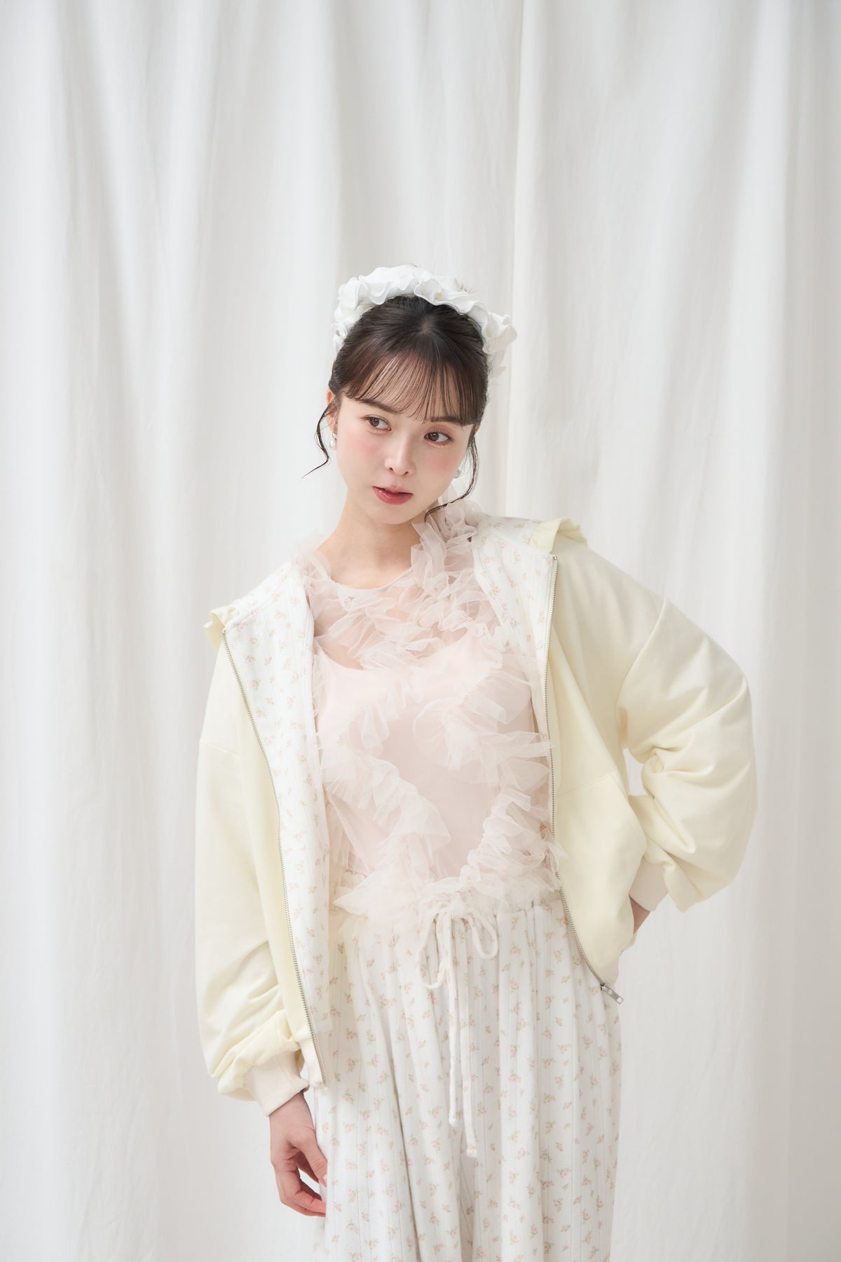 flower frill hoodie