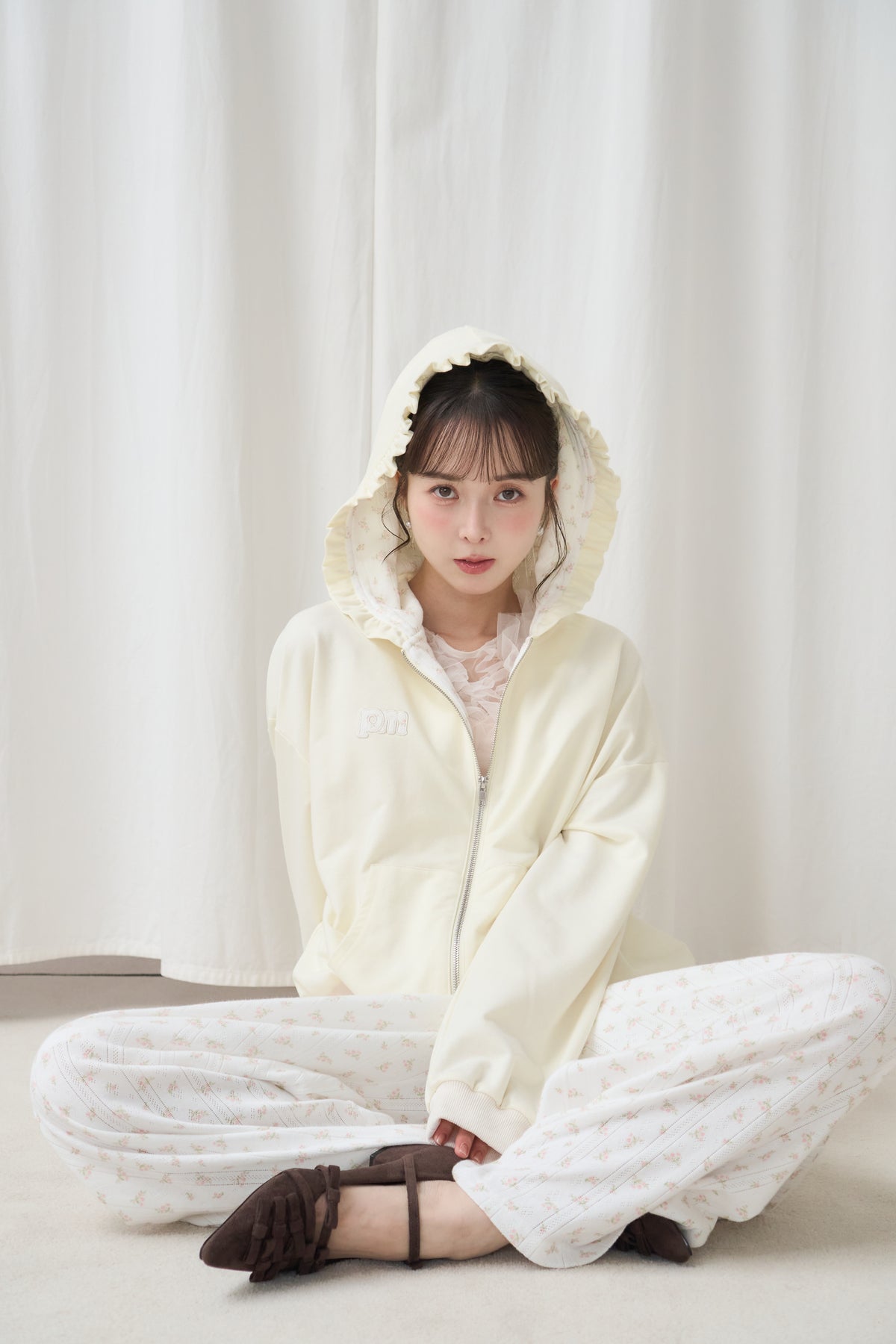 flower frill hoodie