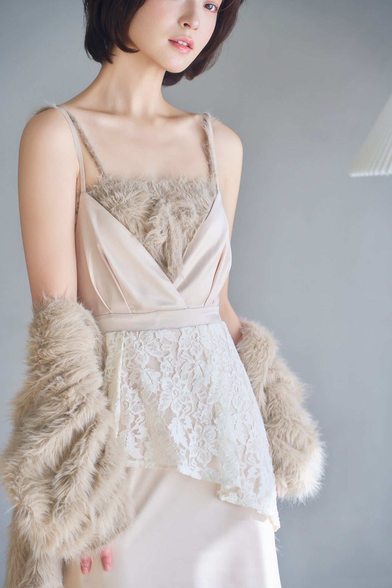 satin lace cami dress