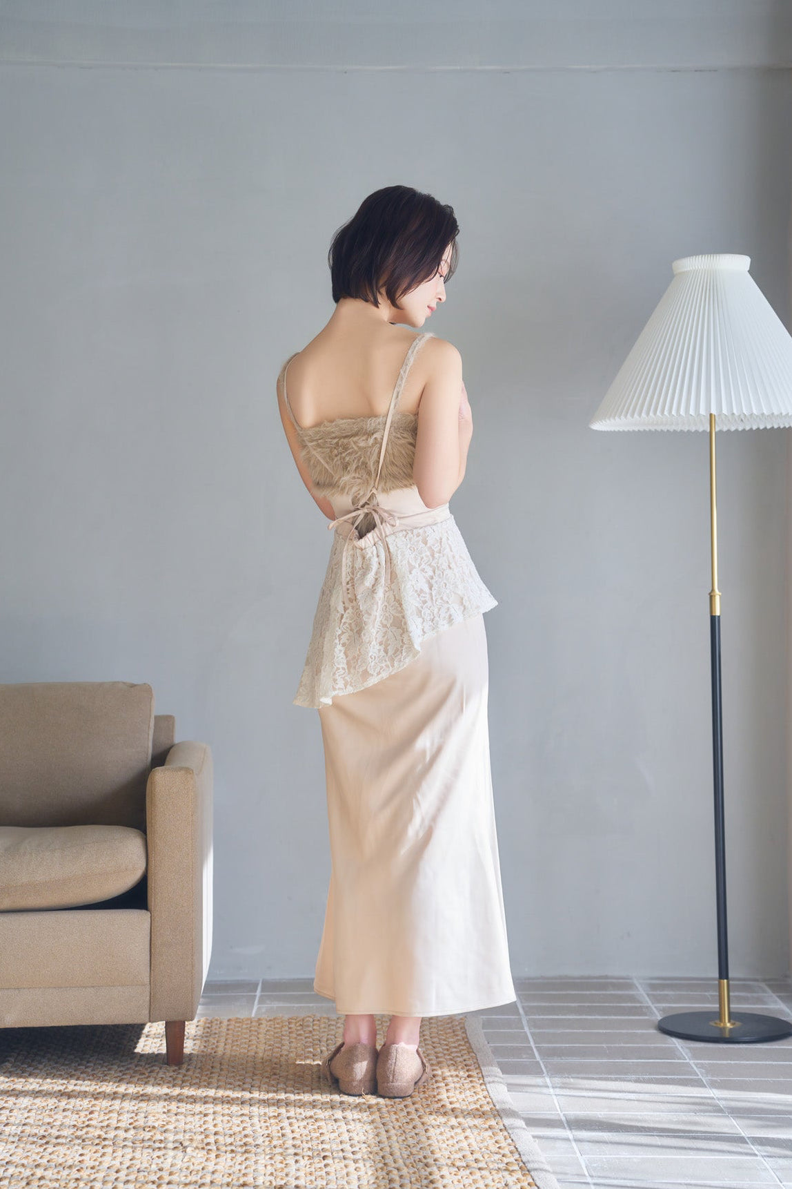 satin lace cami dress