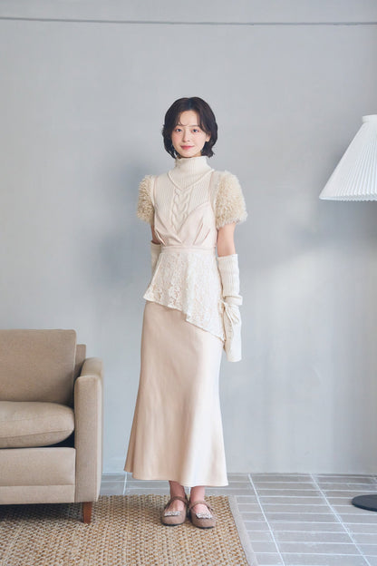 satin lace cami dress