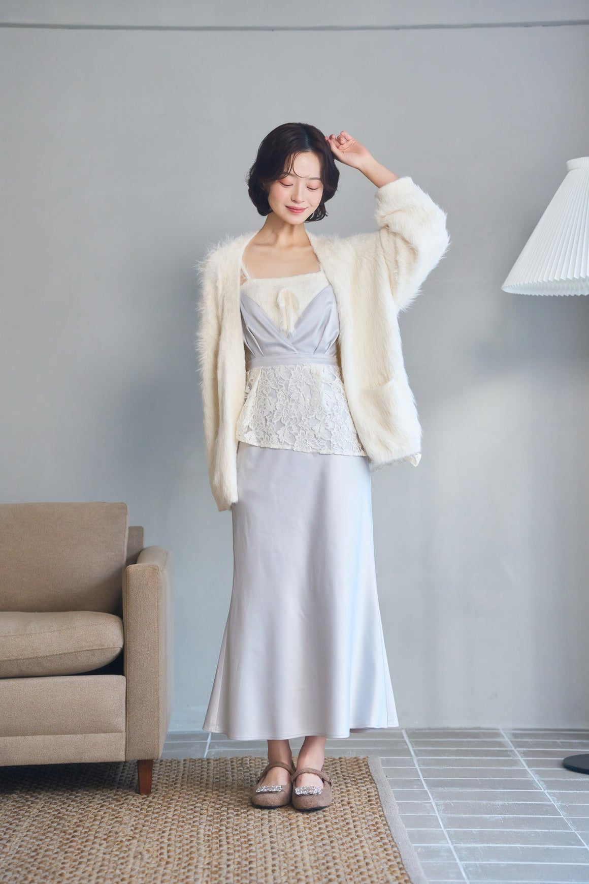 satin lace cami dress