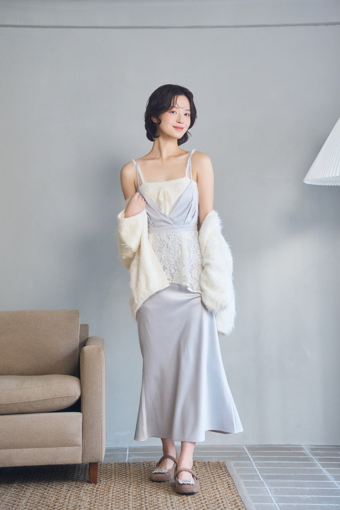 satin lace cami dress