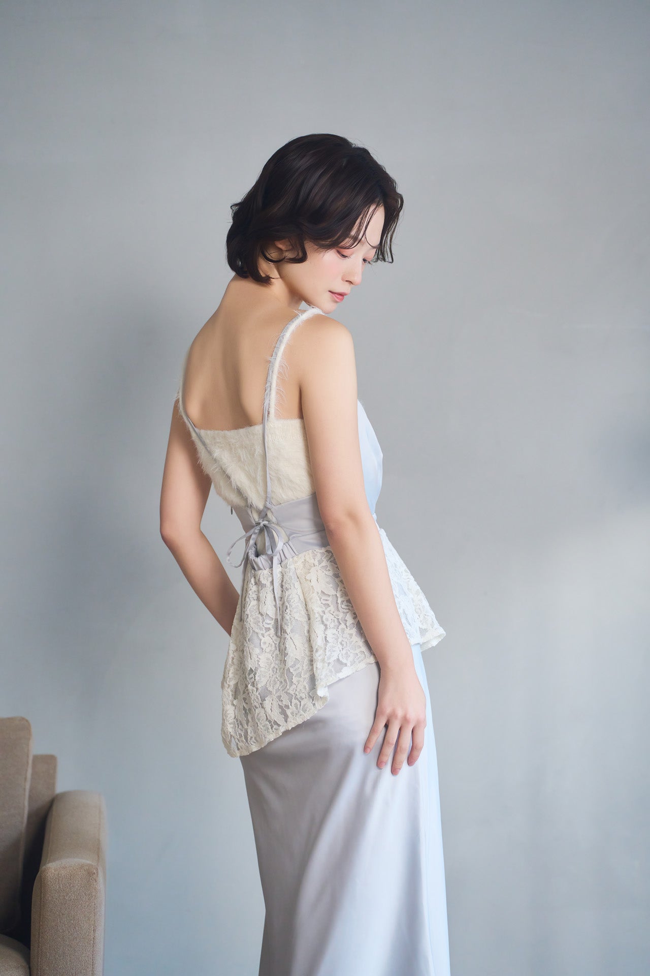 satin lace cami dress