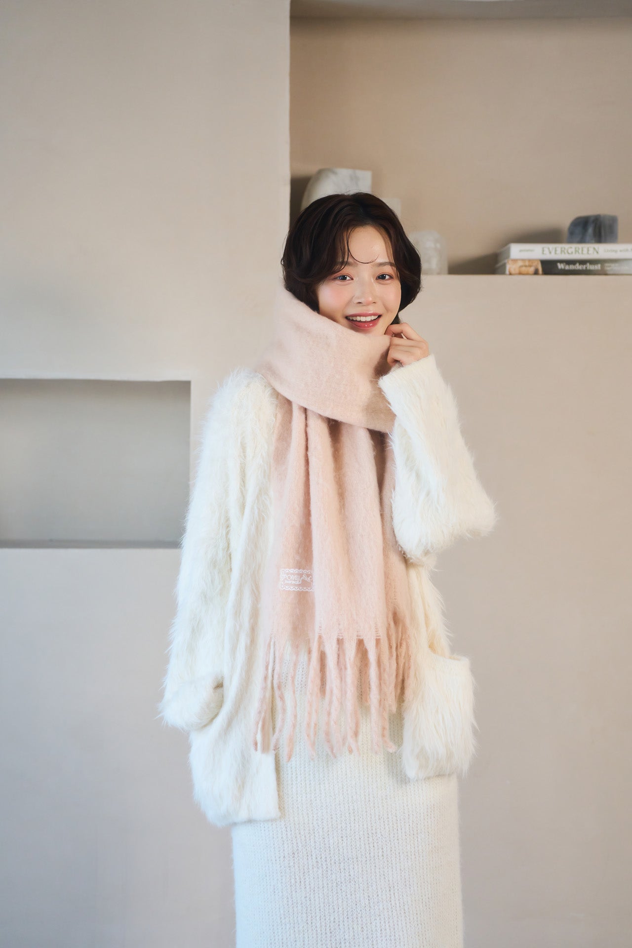 lace tag fluffy muffler