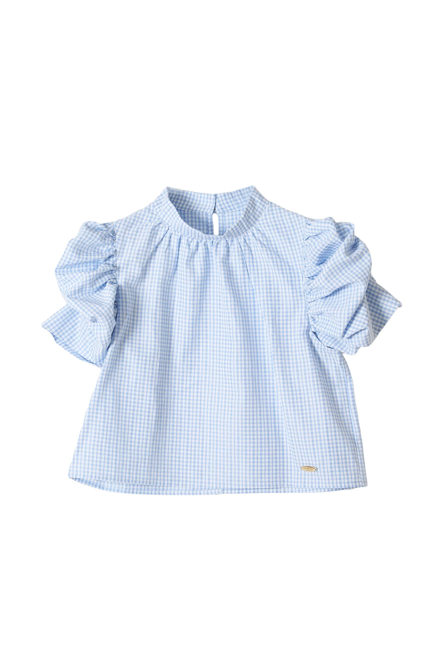 gingham puff sleeve blouse