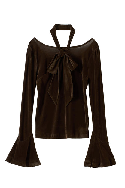 back-open sheer velour tops