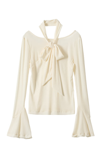 back-open sheer velour tops