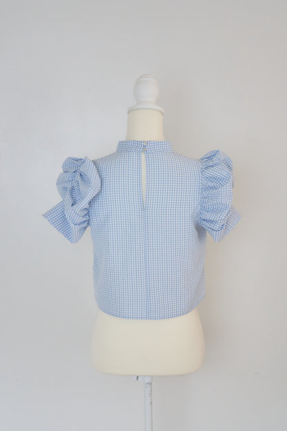 gingham puff sleeve blouse