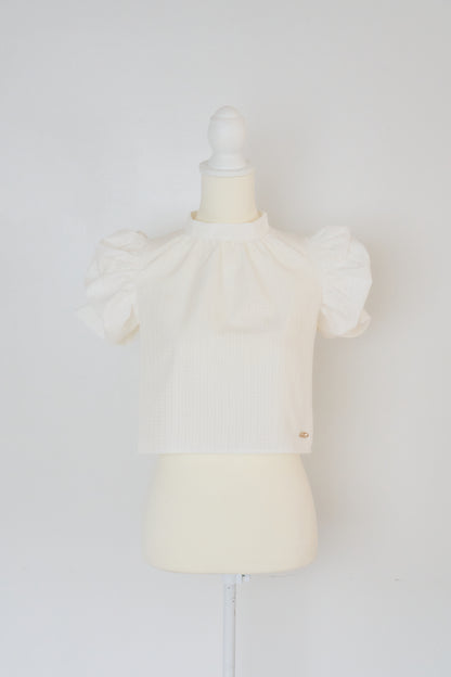 gingham puff sleeve blouse