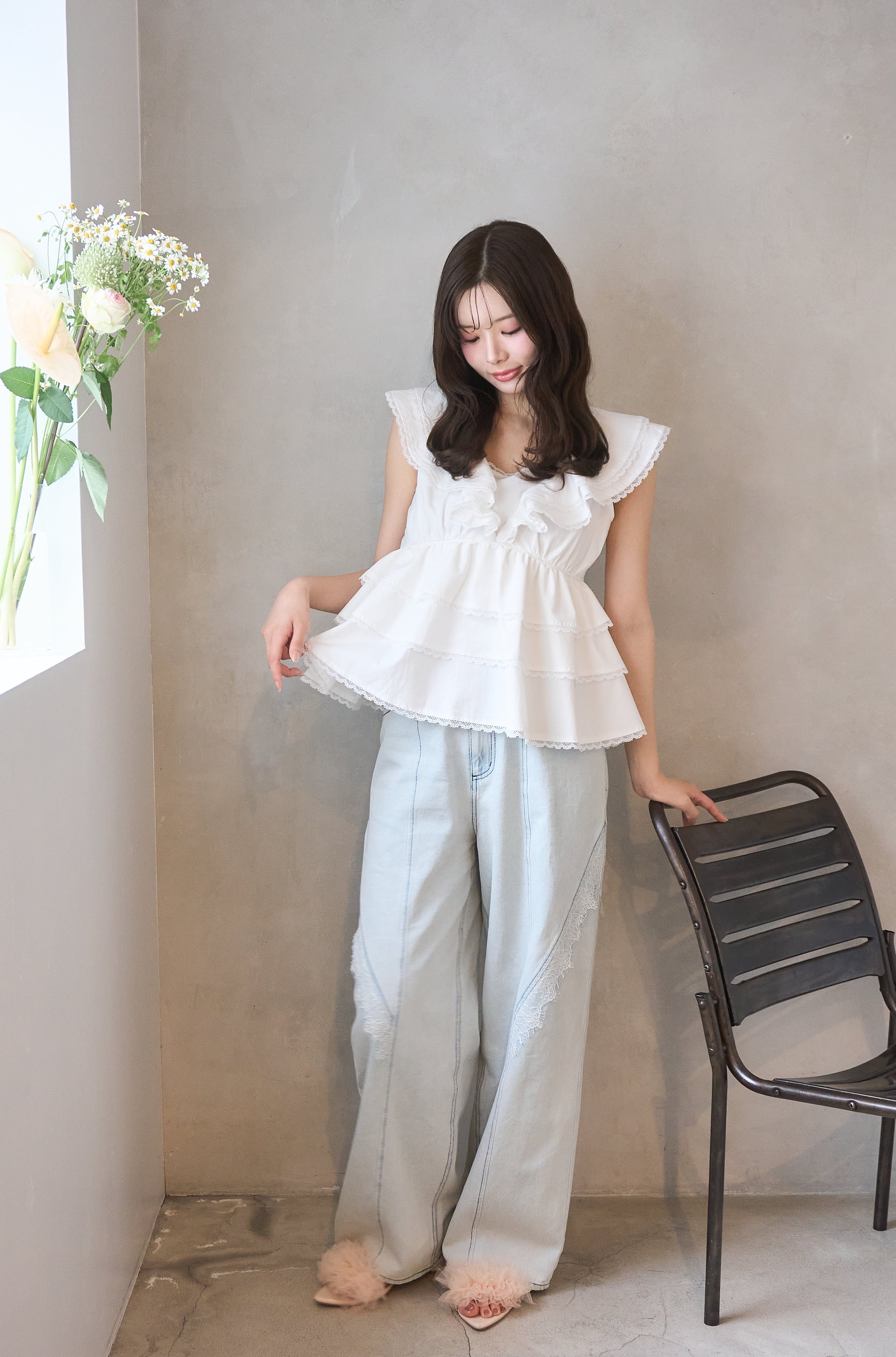 【新品】POMIII PARTAGE cotton tiered blouse cotton tiered blouse – POMIII PARTAGE