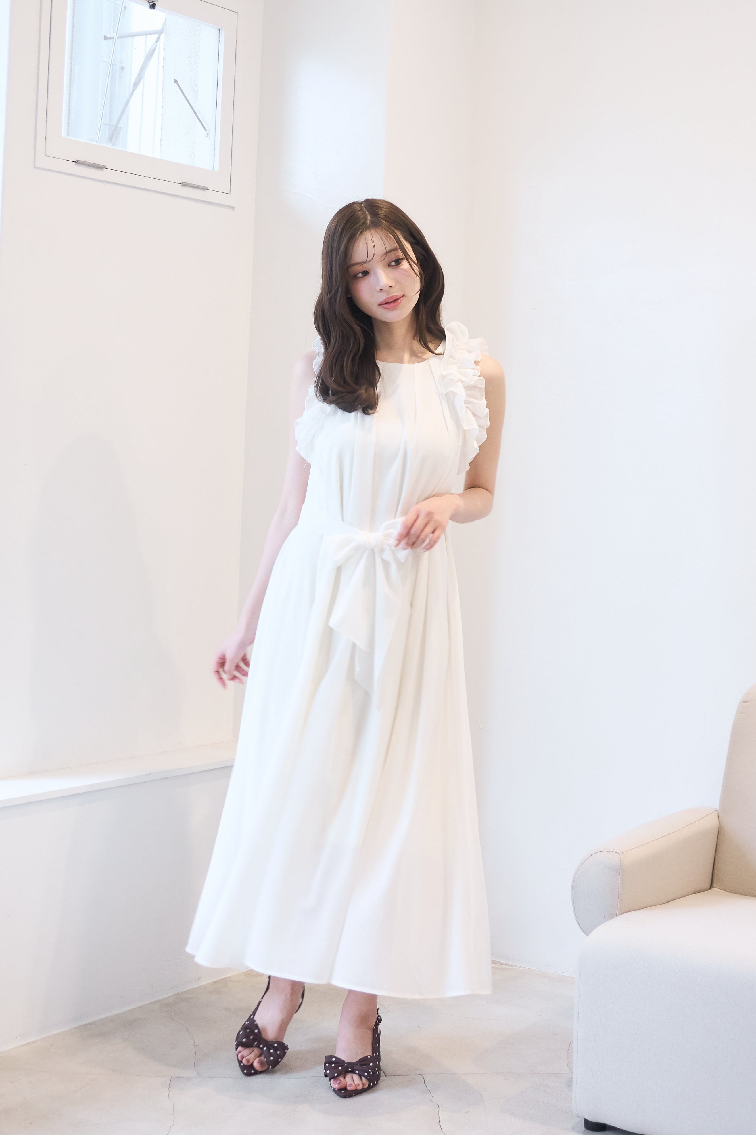 【ポポ】POMIII PARTAGE ドッキングワンピース　アイボリー summer frill one-piece | POMIII PARTAGE