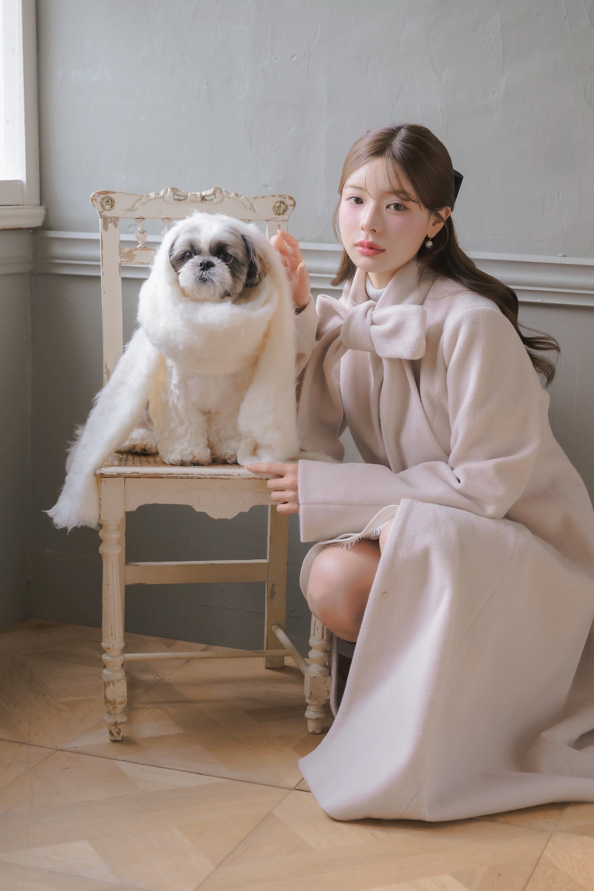 soft ribbon long coat