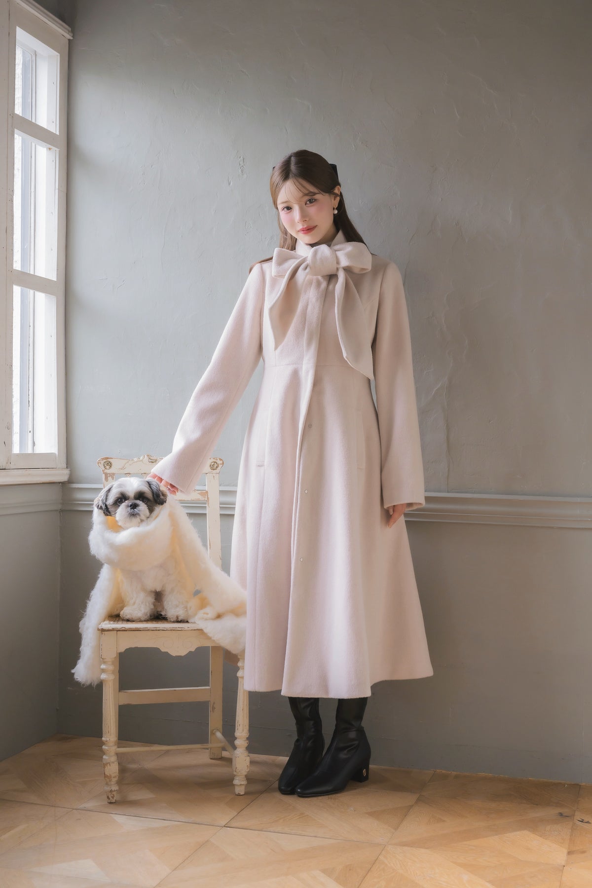 soft ribbon long coat