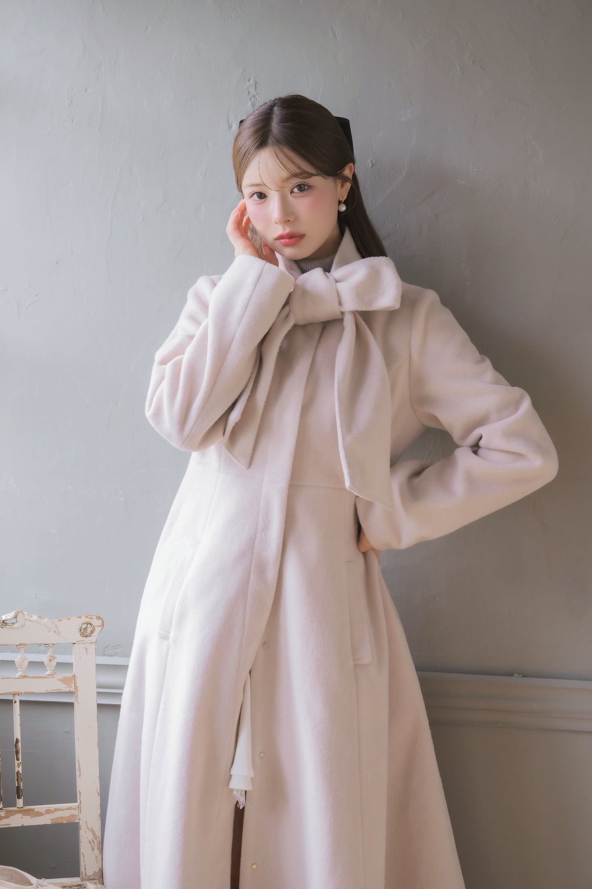 soft ribbon long coat