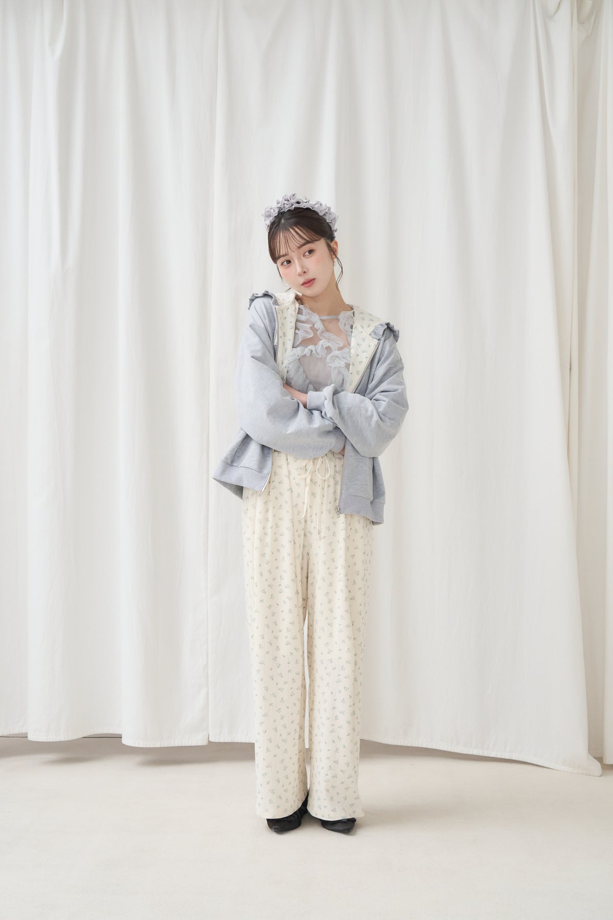 flower frill hoodie