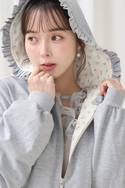 flower frill hoodie