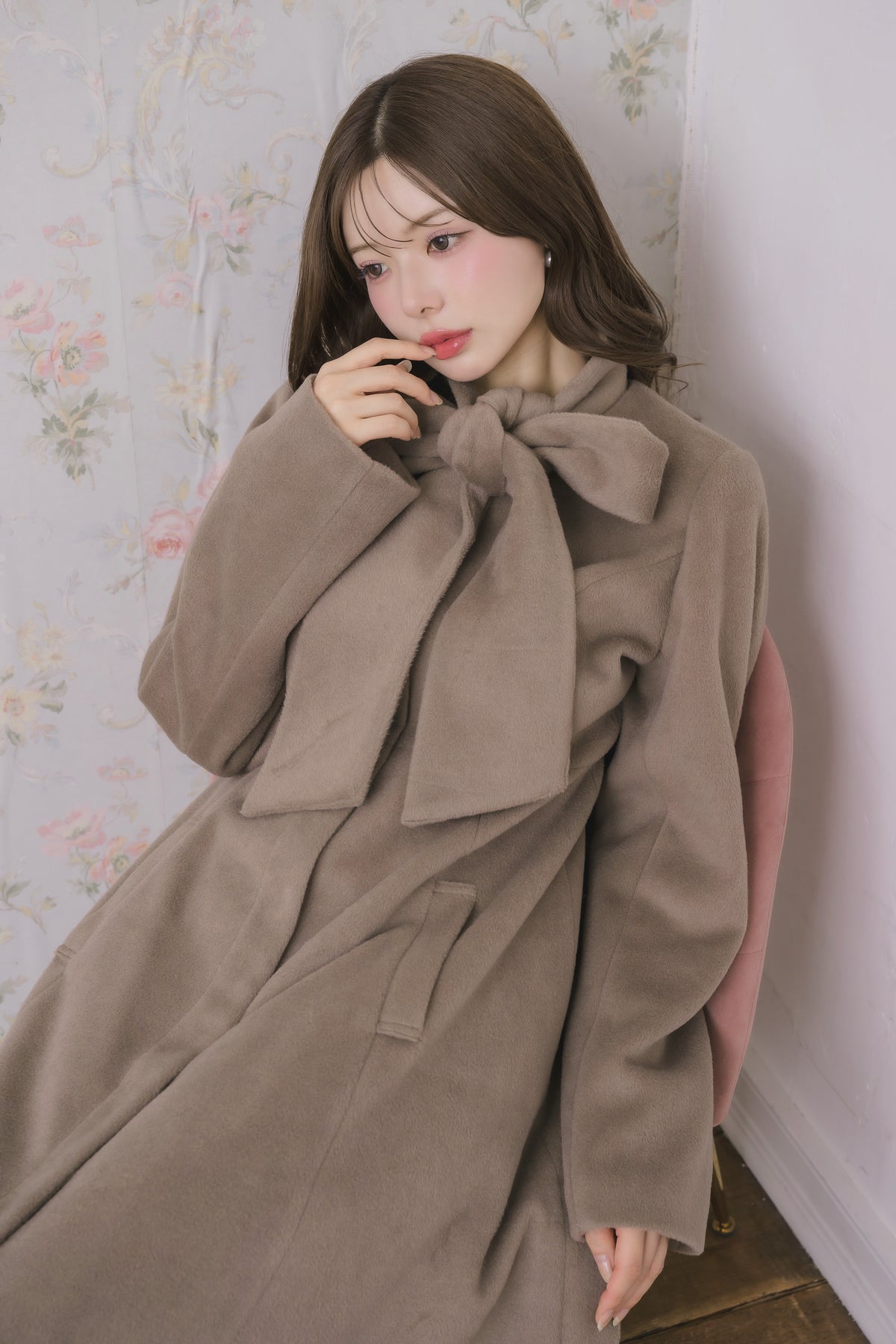 soft ribbon long coat
