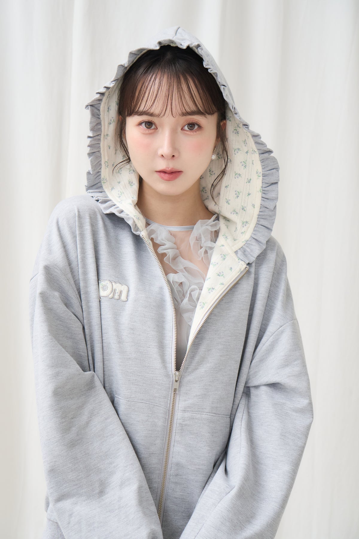 flower frill hoodie
