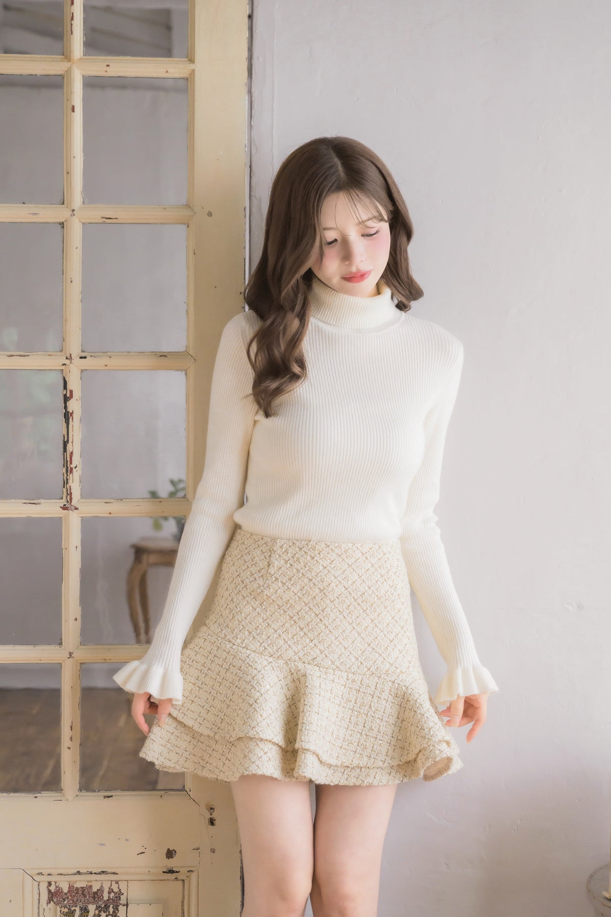 tweed whip mini skirt
