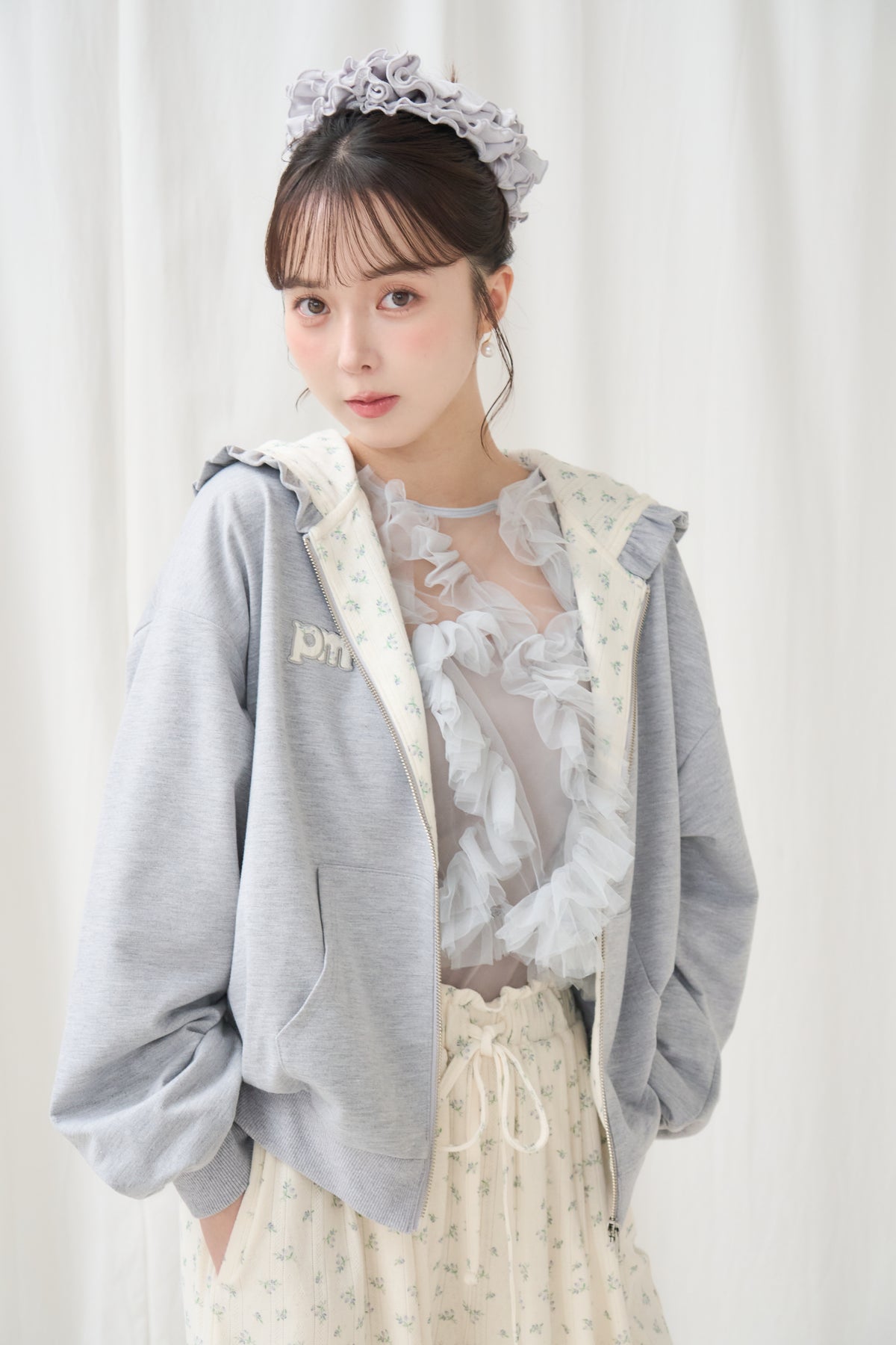 flower frill hoodie