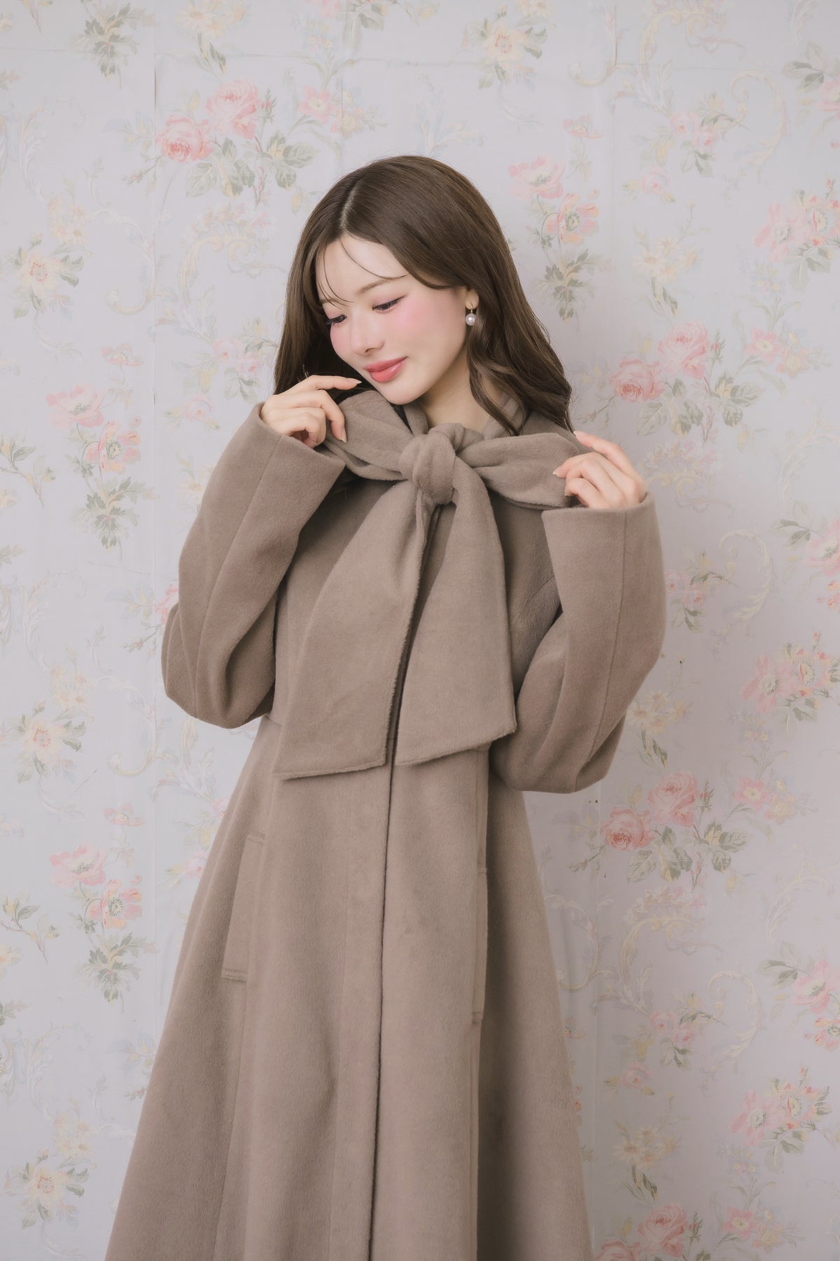 soft ribbon long coat