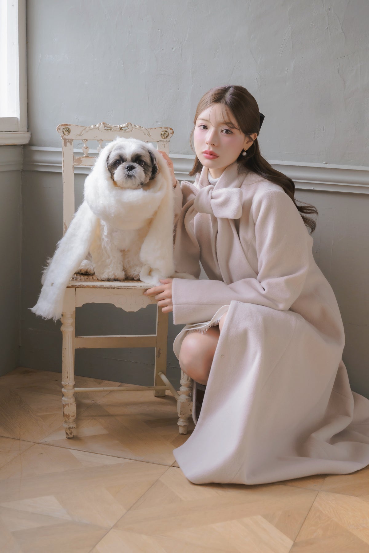 soft ribbon long coat