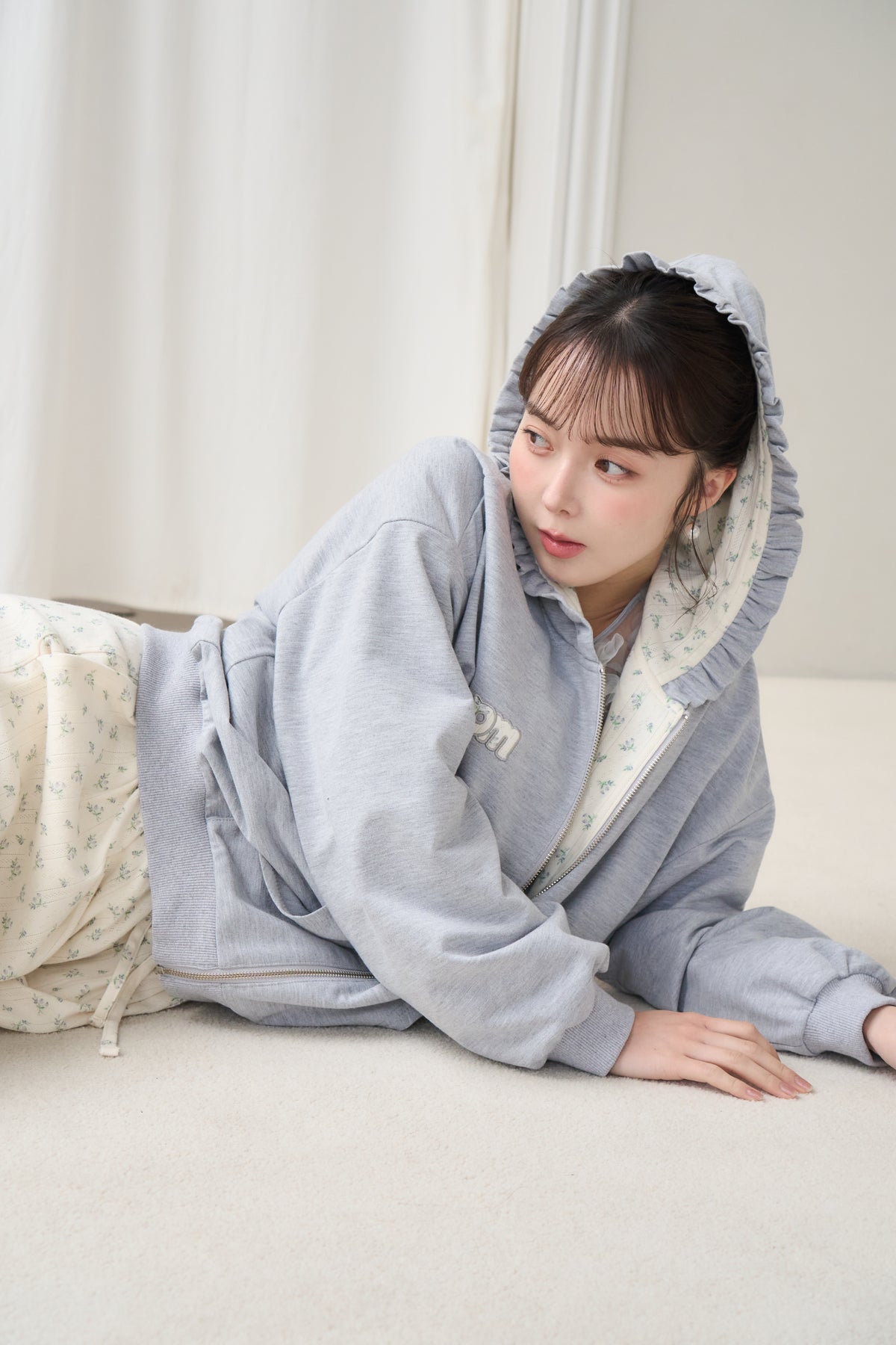 flower frill hoodie