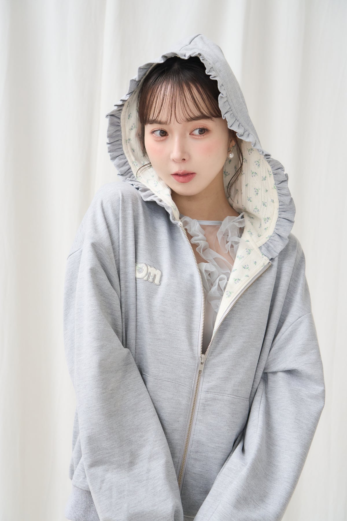 flower frill hoodie