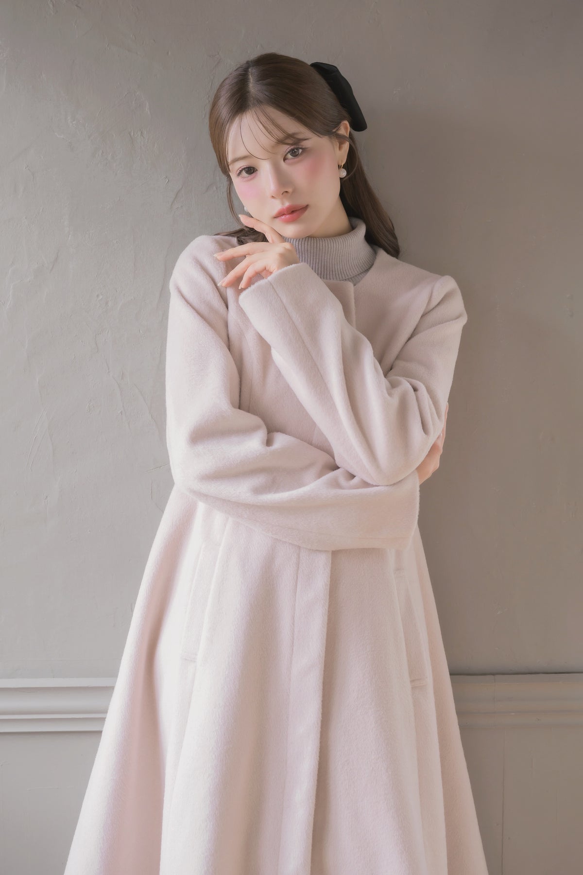 soft ribbon long coat