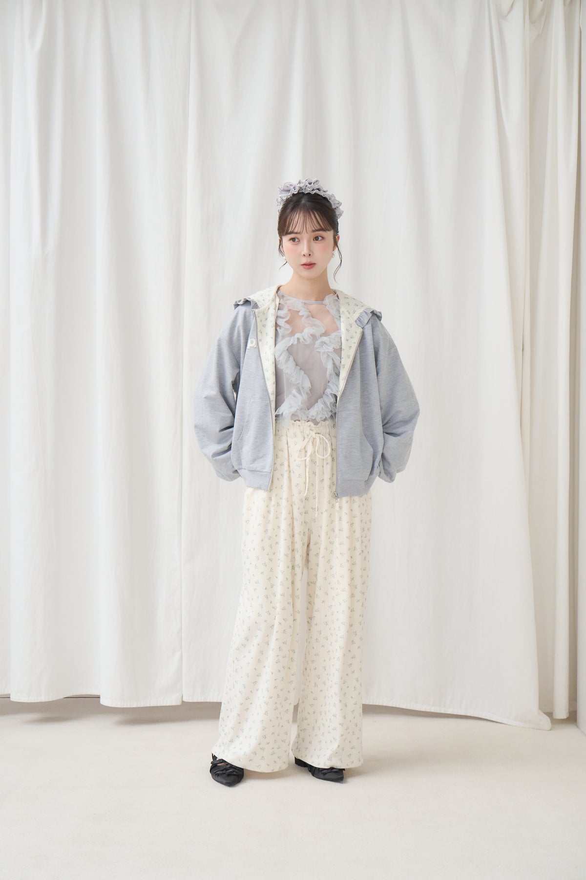 flower frill hoodie