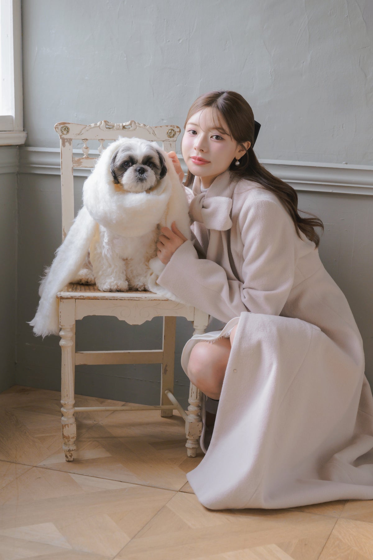 soft ribbon long coat