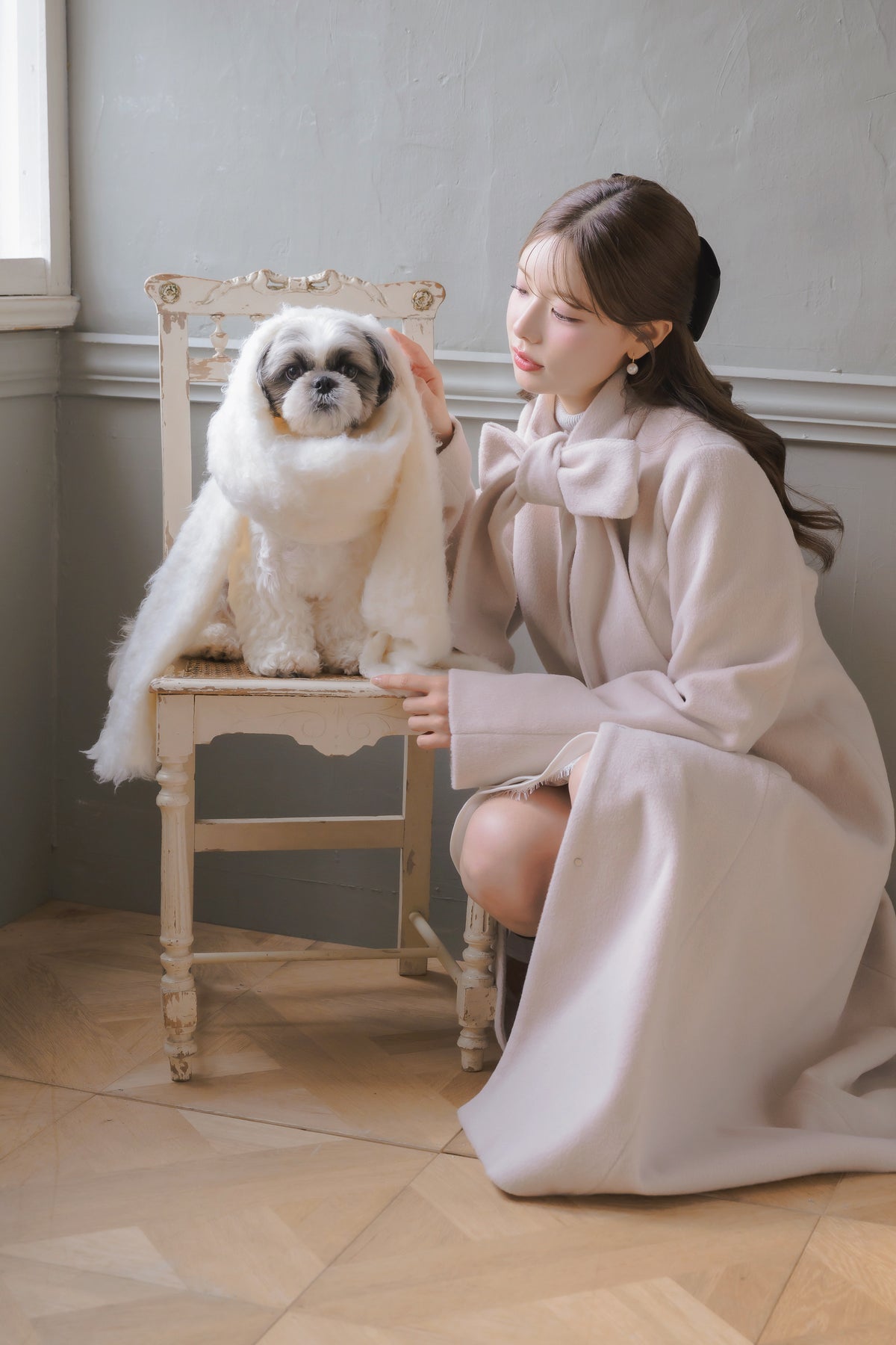 soft ribbon long coat