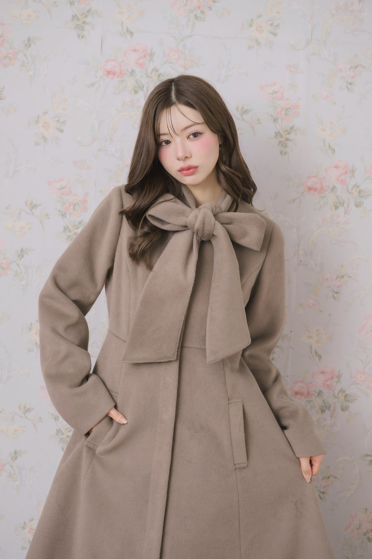 soft ribbon long coat