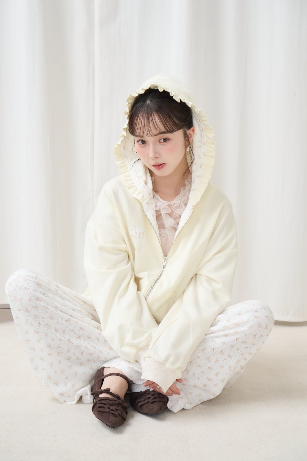 flower frill hoodie