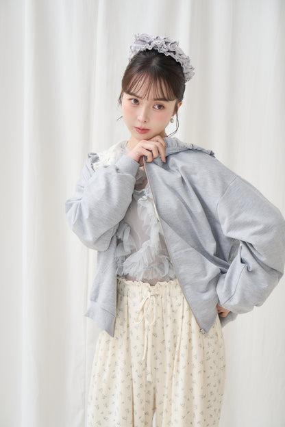 flower frill hoodie
