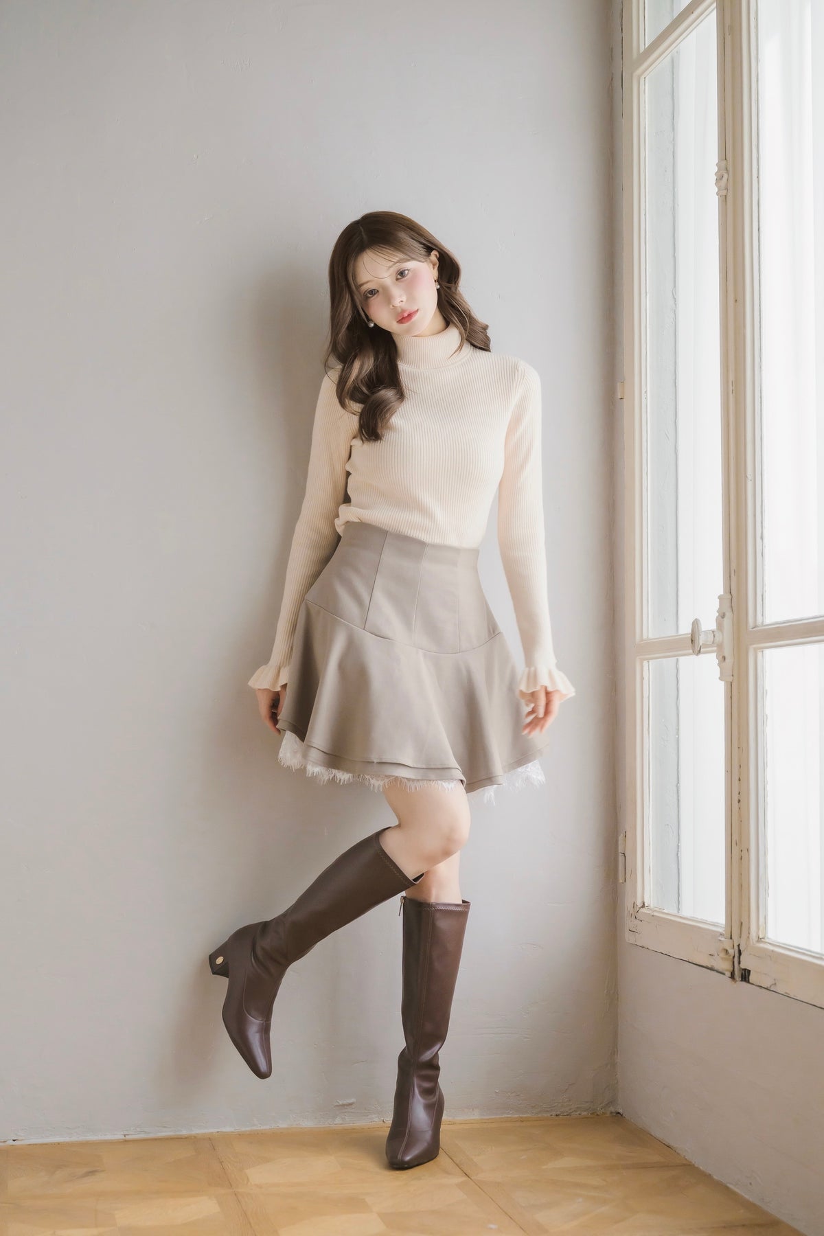 frill lace mini skirt