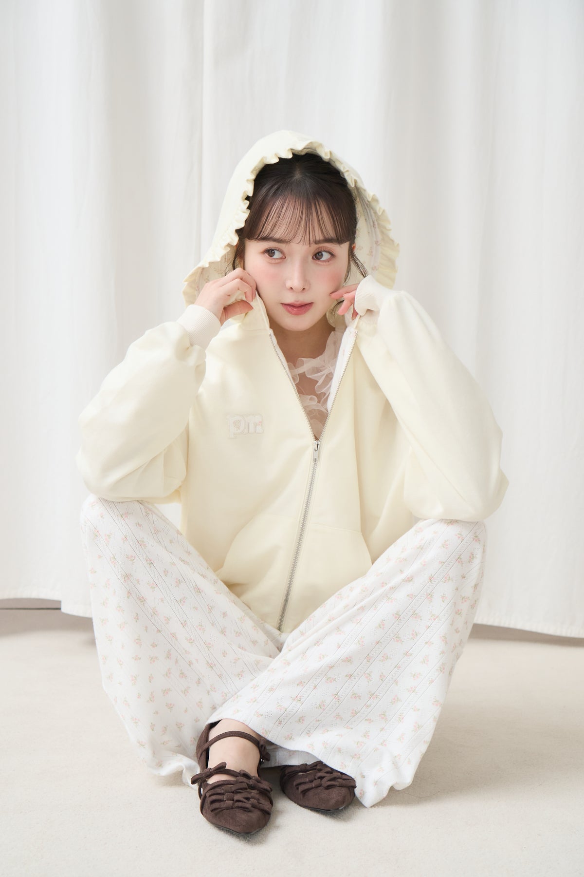 flower frill hoodie