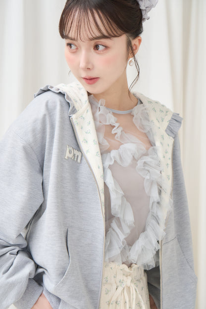 flower frill hoodie