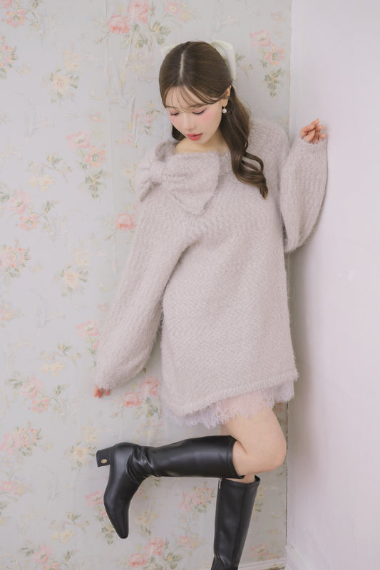 ribbon off-shoulder mini op