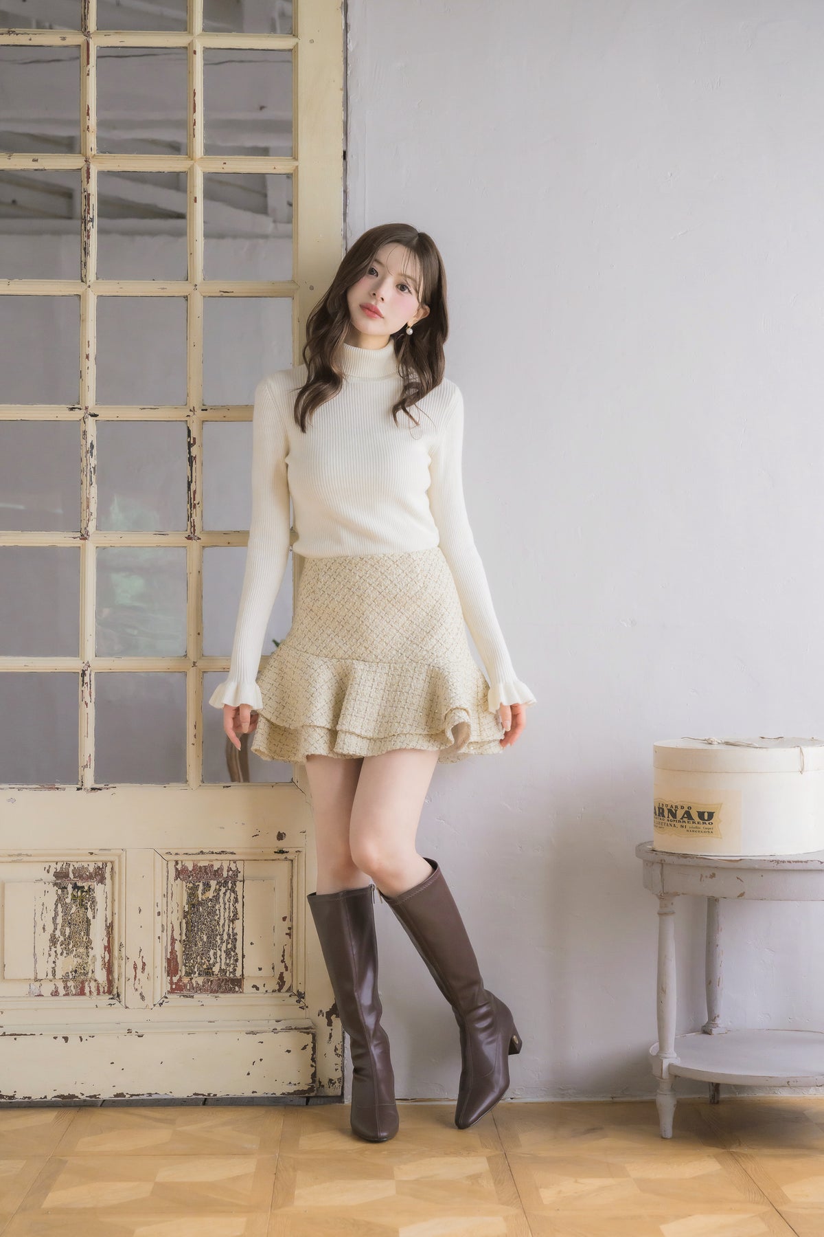 tweed whip mini skirt