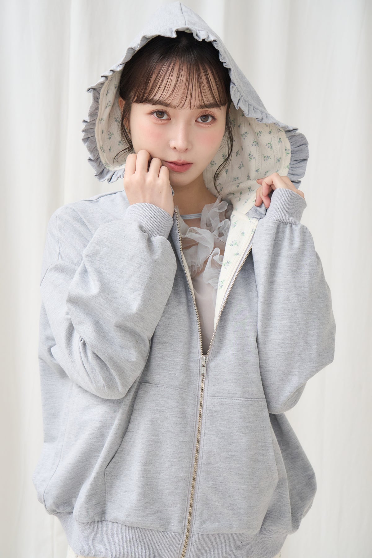 flower frill hoodie