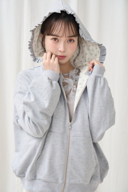 flower frill hoodie