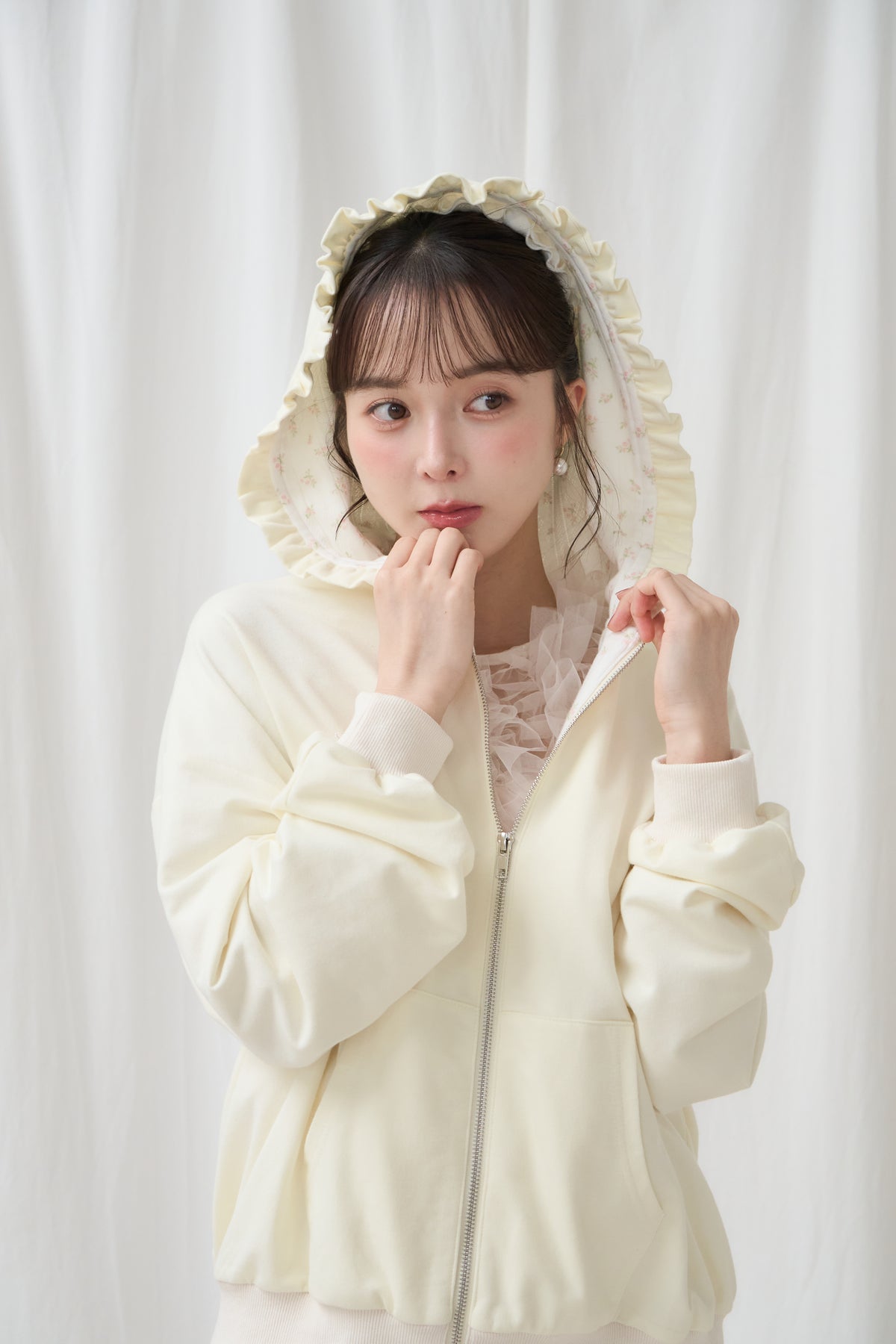 flower frill hoodie